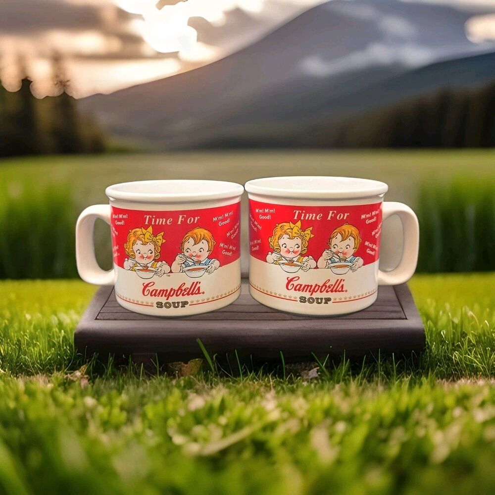2 VINTAGE CAMPBELLS SOUP COLLECTIBLE CUP/MUG 1998 EXCELLENT CONDITION